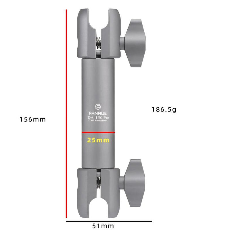 Load image into Gallery viewer, FANAUE DA-100PRO Composite Double Socket Swivel Arm with RAM Mounts B Size 1" Ball Components