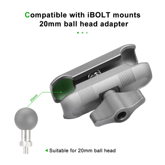 FANAUE Aluminum 20mm Ball Head Double Socket Arm Only Supports Installation of 20mm Ball Head Adapter