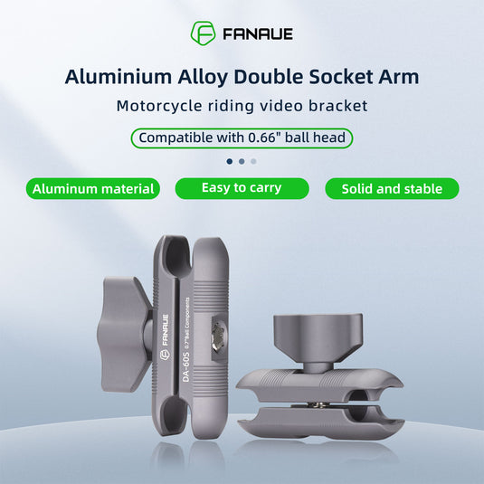 FANAUE Double Socket Arm Only Supports 17mm Ball Head Compatible Garmin GPS With 1/4 Ball Head Components
