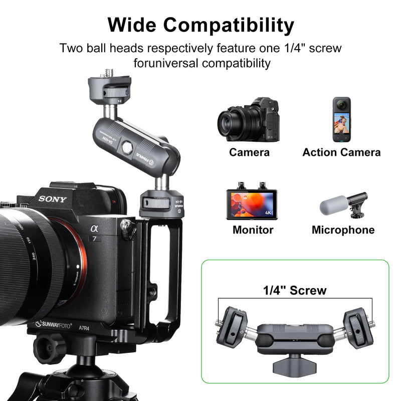 Load image into Gallery viewer, Camera Magic Arm, Flexible Articulating Arm with 1/4” Screws, Field Monitor Mount with Dual Ballhead, Aluminum - 3873
