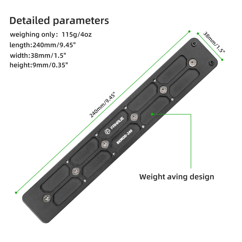 Load image into Gallery viewer, FANAUE Keymod Rail Tripod Plate Adapter Mount BKMOD-240 with Safety Stop Screws,for Tripod Ball Head Ballhead,Compatible Arca Swiss RRS Dovetail