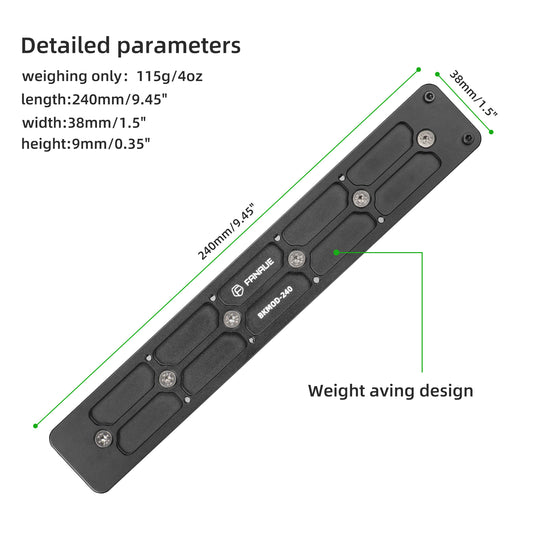 FANAUE Keymod Rail Tripod Plate Adapter Mount BKMOD-240 with Safety Stop Screws,for Tripod Ball Head Ballhead,Compatible Arca Swiss RRS Dovetail