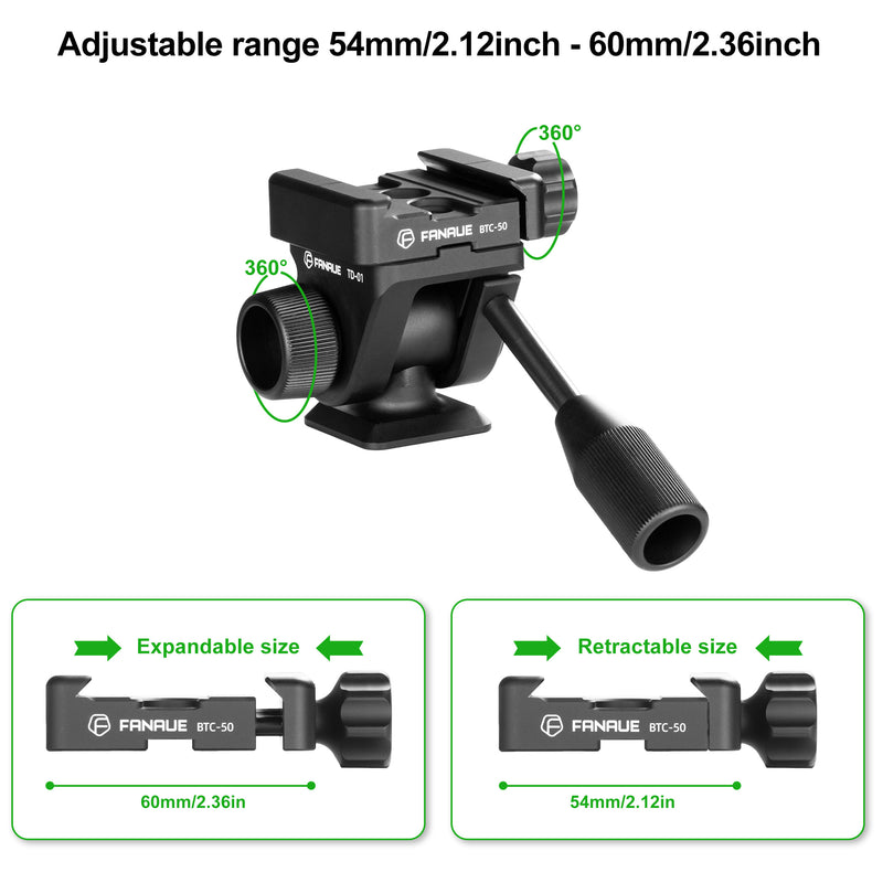 Load image into Gallery viewer, FANAUE Camera Tripod Fluid Head, Panoramic Ball Head with Arca Swiss Quick Release Plate Adapter