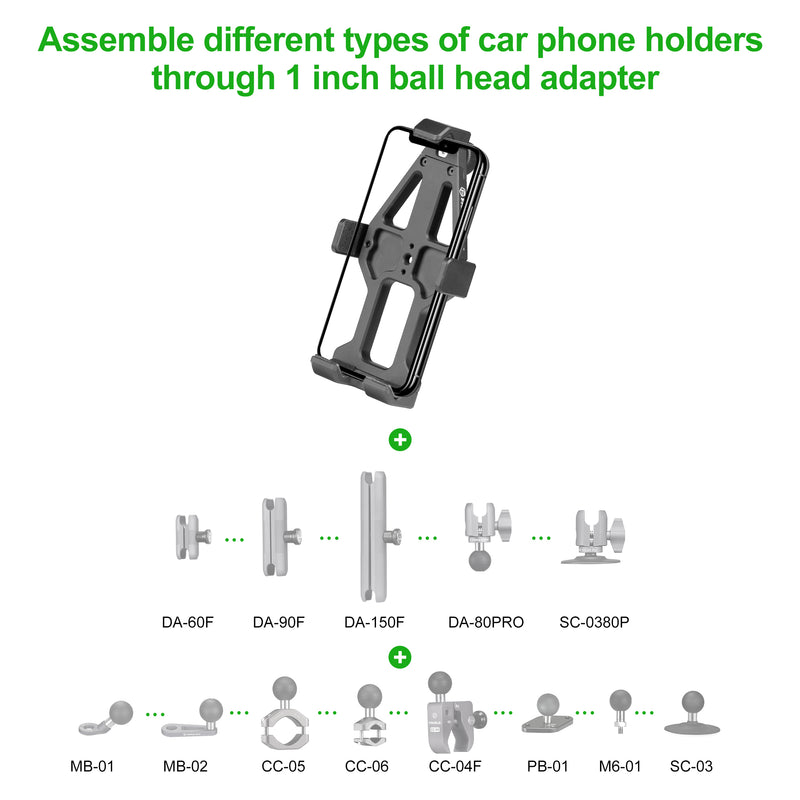 Load image into Gallery viewer, FANAUE Aluminum Phone Holder with 1" Ball Head Adapter Compatible with RAM Mounts B Size Double Socket Arm & Bike Motorcycle Phone Mount for 5.5-7" Smartphone