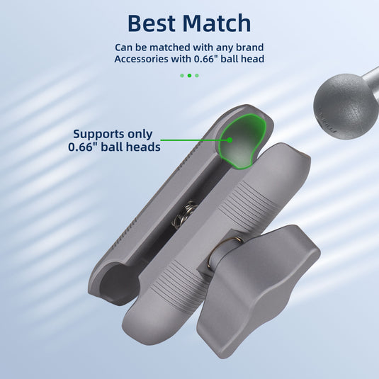 FANAUE Double Socket Arm Only Supports 17mm Ball Head Compatible Garmin GPS With 1/4 Ball Head Components