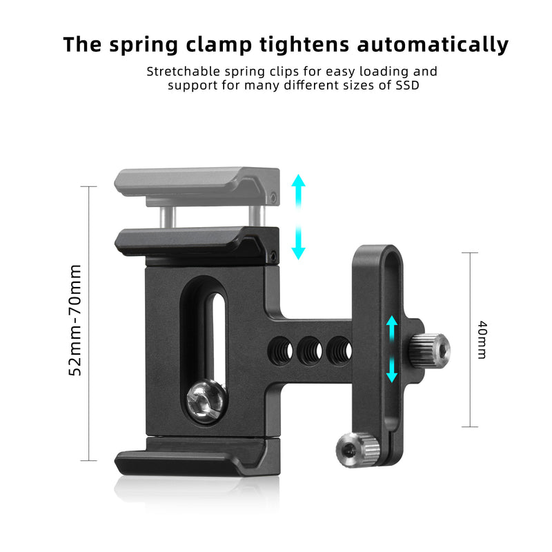 Load image into Gallery viewer, FANAUE SSD Mount Bracket SSD Holder for Samsung T5/T7 SSD, SanDisk SSD, SanDisk SSD T5/T7/T2, Compatible with SmallRig Cage for BMPCC 6K Pro - 3272