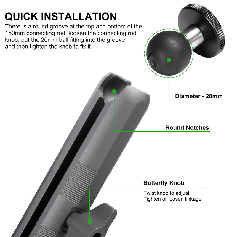 Load image into Gallery viewer, FANAUE Aluminum Double Socket Arm Compatible With 20mm Ball