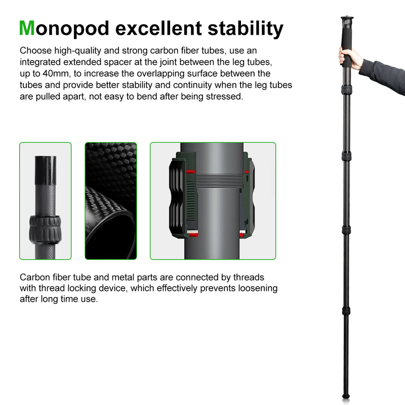 Load image into Gallery viewer, FANAUE MD-01 Monopod for Camera Carbon Fiber Portable Compact Lightweight Travel with Walking Stick Handle