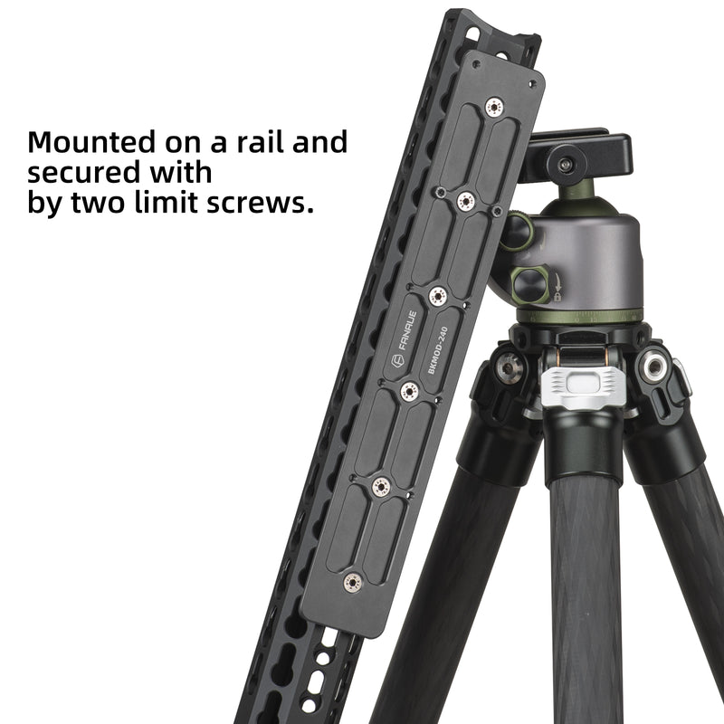 Load image into Gallery viewer, FANAUE Keymod Rail Tripod Plate Adapter Mount BKMOD-240 with Safety Stop Screws,for Tripod Ball Head Ballhead,Compatible Arca Swiss RRS Dovetail