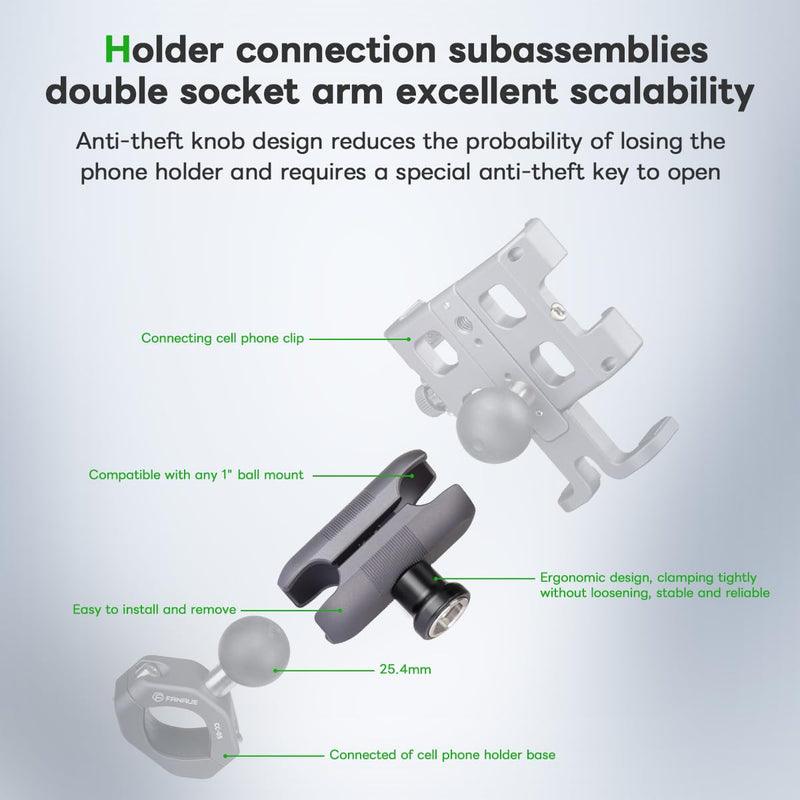 Load image into Gallery viewer, FANAUE Motorcycle Phone Mount Adapter with Shock Absorption Anti-Theft Function