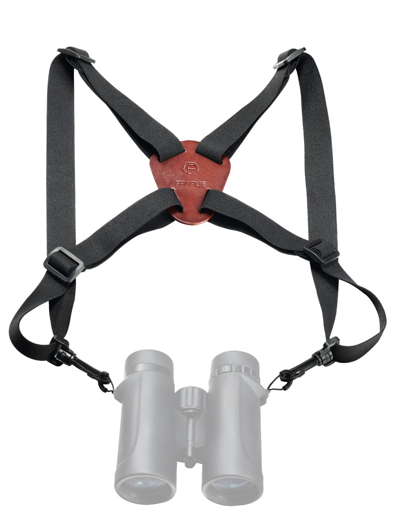 Load image into Gallery viewer, FANAUE Leather Binocular Harness Strap - Adjustable X-shaped Decompression Strap for Birding, Hunting, Hiking, Outdoors