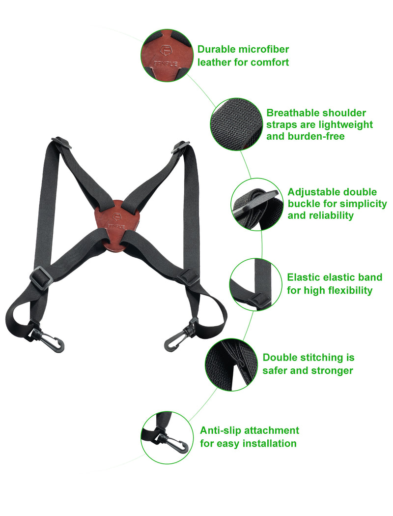 Load image into Gallery viewer, FANAUE Leather Binocular Harness Strap - Adjustable X-shaped Decompression Strap for Birding, Hunting, Hiking, Outdoors