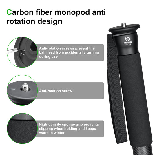 FANAUE MD-01 Monopod for Camera Carbon Fiber Portable Compact Lightweight Travel with Walking Stick Handle