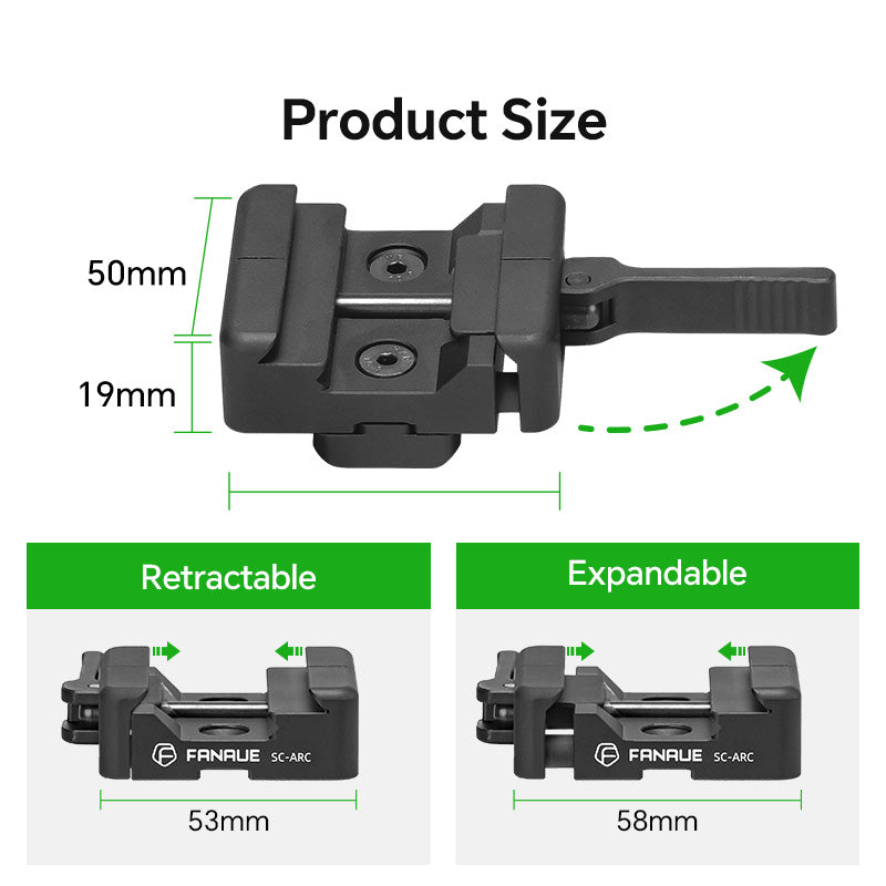 Load image into Gallery viewer, FANAUE SC-ARC Bipod Clamp Quick Release with Adapter Mount-Arca Swiss/RRS Dovetail to Picatinny for Tripod