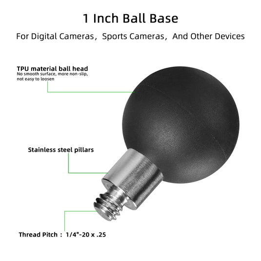FANAUE B-1 Ball Adapter with 1/4"-20 Threaded Post Compatible with RAM Mounts B Size 1" Ball Components