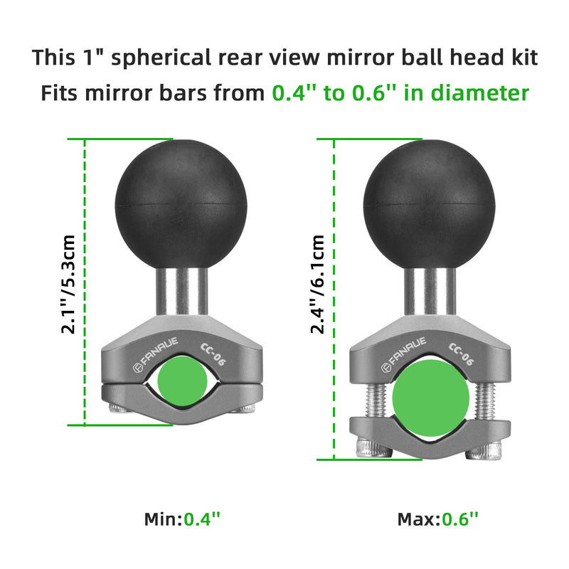 Load image into Gallery viewer, FANAUE CC-06 Rearview Mirror Clip with B Size 1" Ball For RAM MOUNTS