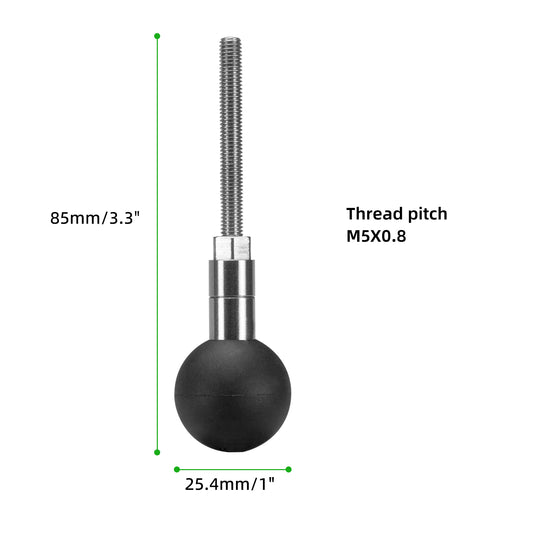 FANAUE M5 1" Ball Assembly with M5 X 0.8 Threaded Post,DA-60 DA-90 Double Socket Arm Screw Replacement Assemblies