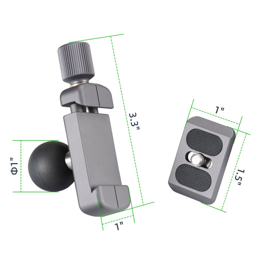 FANAUE CS-01 Arca Swiss/RRS Clamp with 1" Ball Adapter and 1/4" Screw for Professional Camera L Bracket Quick Release L Plate