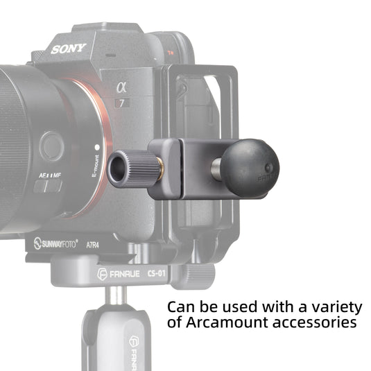 FANAUE CS-01 Arca Swiss/RRS Clamp with 1" Ball Adapter and 1/4" Screw for Professional Camera L Bracket Quick Release L Plate