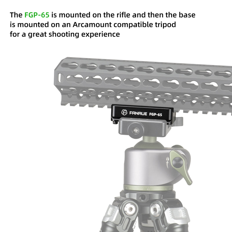 Load image into Gallery viewer, FANAUE FGP-65 Picatinny Arca-Swiss Compatible Rail Plate with Anti-slip Slot, CNC Machined Aluminum,Tripod Dovetail Adapter Mount