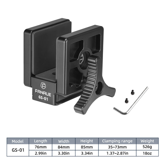 FANAUE GS-01 Arca Swiss Hunting Tripod Clamp with Quick Release Plate for Enhanced Accuracy in Hunting and Shooting