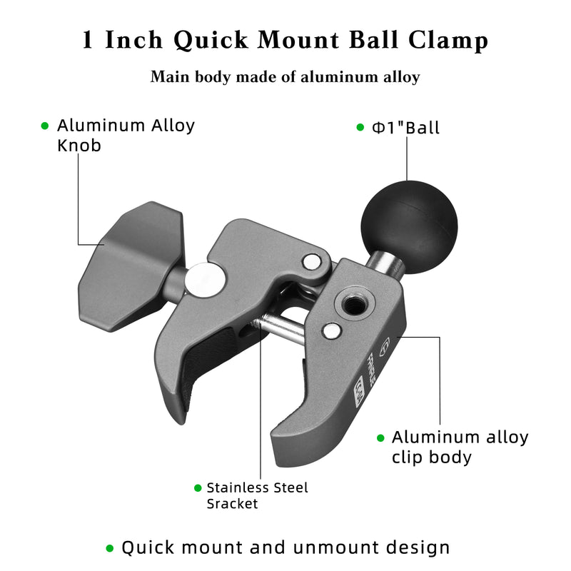 Load image into Gallery viewer, FANAUE CC-04 Strong rod Clamp with Detachable 1" Ball Head