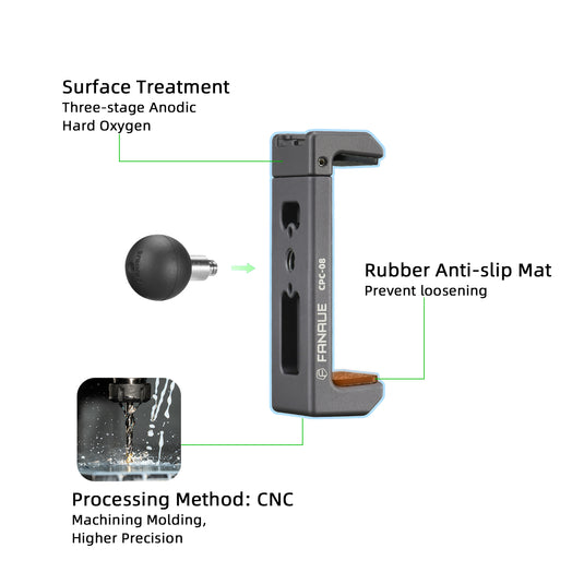 FANAUE CPC-08 Cell Phone Holder with Detachable 1" Ball Head and Tether