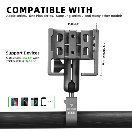 FANAUE 360 Rotation Shock Absorber Universal Motorbike Phone Mount