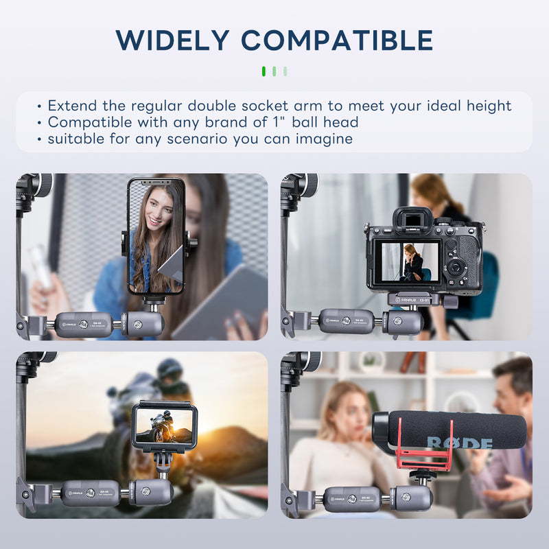 Load image into Gallery viewer, FANAUE Single Socket Arm with 1&quot; Ball Adapter Compatible with RAM Mounts B Size Double Socket Arm and Bike Motorcycle Phone Mount
