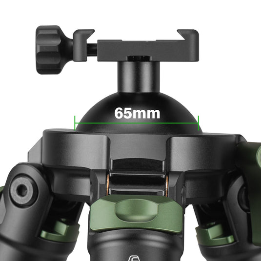 FANAUE ST-65 Carbon Fiber Tripod  With Arca Swiss quick release plate clamp with Rotating Ball Head Adapter,Load 55.12lb/25KG