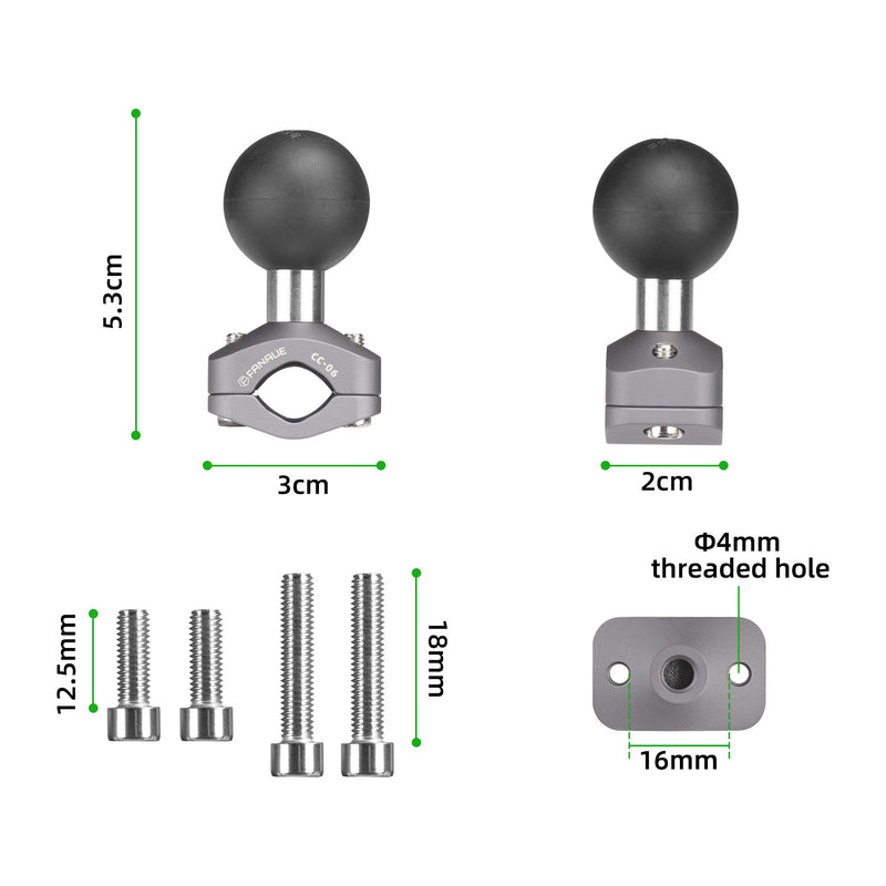 Load image into Gallery viewer, FANAUE CC-06 Rearview Mirror Clip with B Size 1&quot; Ball For RAM MOUNTS
