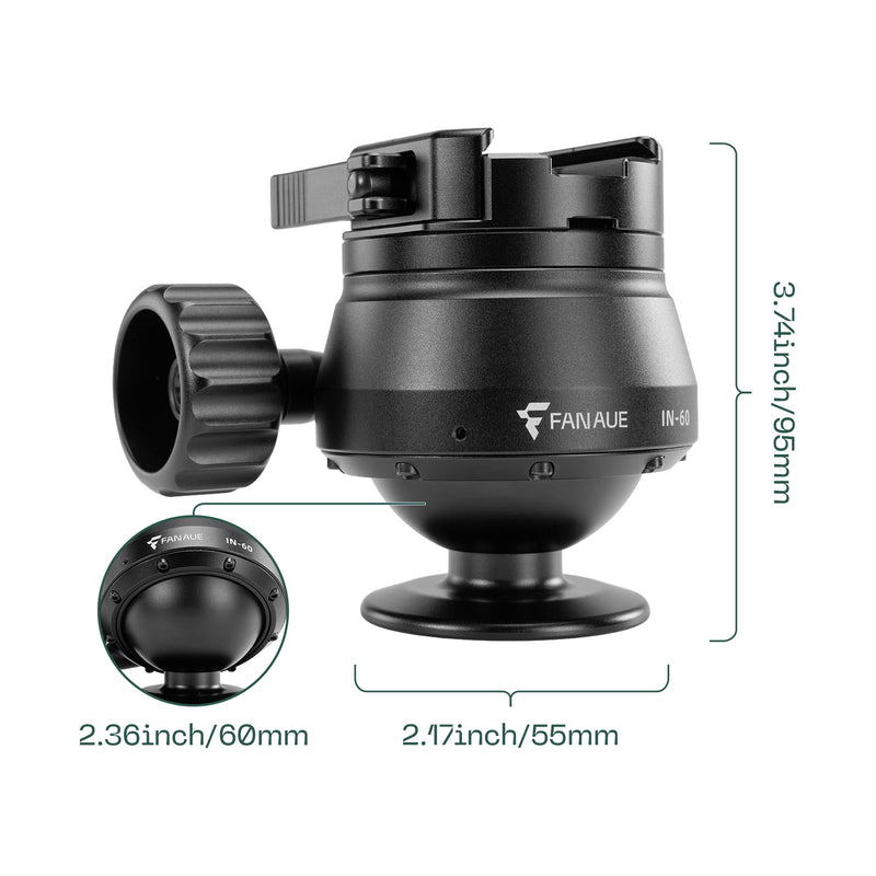 Load image into Gallery viewer, FANAUE IN-60T Inverted Ball Head For Shooting Hunting Load 30kg

