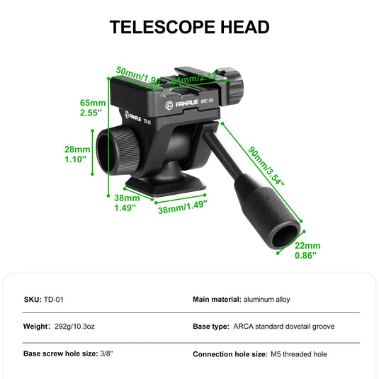 FANAUE Camera Tripod Fluid Head, Panoramic Ball Head with Arca Swiss Quick Release Plate Adapter