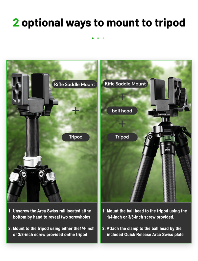 Load image into Gallery viewer, FANAUE GS-02 Arca Swiss Rifle Saddle Mount - Hunting Tripod Clamp with Quick Release Plate for Enhanced Accuracy in Hunting and Shooting
