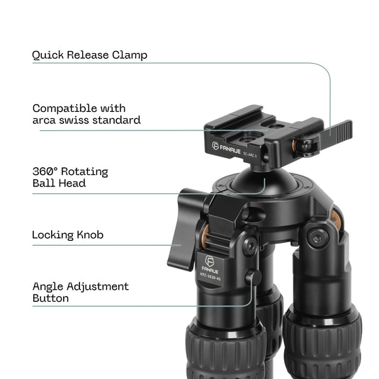 FANAUE HTC series Interted Carbon Fiber Tripod For Hunting Shooting (2/3 section,Load:30kg)