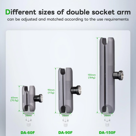 FANAUE Aluminum Anti-Theft Double Socket Arm suit fits Industry All Standard 25.4mm Ball(Three models)