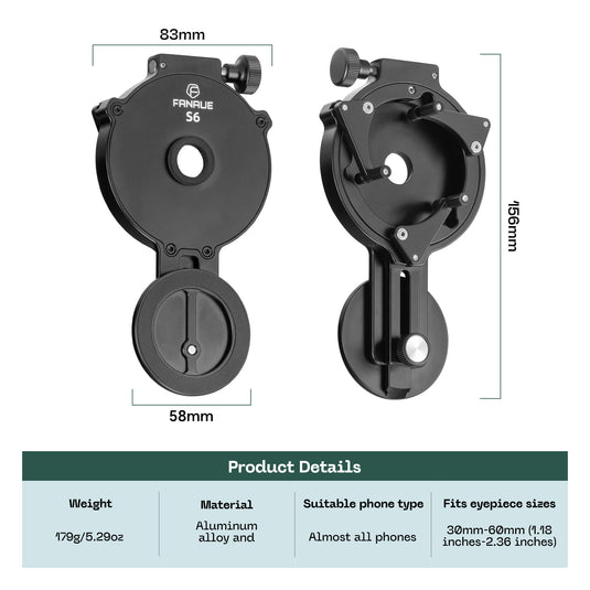 FANAUE Smartphone Digiscoping Adapter with Magnetic Mount For for Binoculars and Spotting Scope