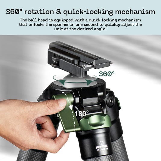 FANAUE ST Series Traditional Style Inverted 2 section Carbon Fiber Tripod Compatible With Arca Swiss and Picatinny Rail(Load 25kg))