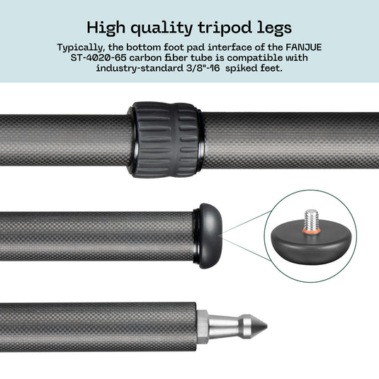 FANAUE ST Series Traditional Style Inverted 2 section Carbon Fiber Tripod Compatible With Arca Swiss and Picatinny Rail(Load 25kg))