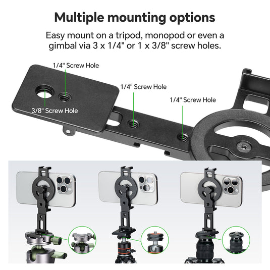 FANAUE MT-04 Magnetic Smartphone Clamp Adapter with Cold Shoe for Tridpod Stand