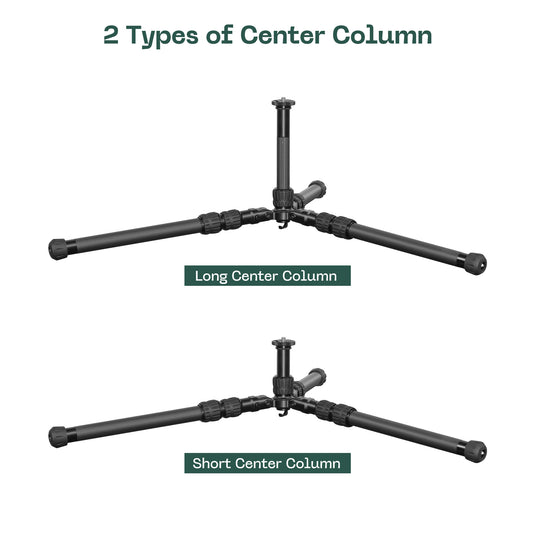 FANAUE HTC-2830CT Inverted Carbon Fiber Travel Tripod with Center Column for DSLR Cameras, 3-Sections, Load 12KG/26lb