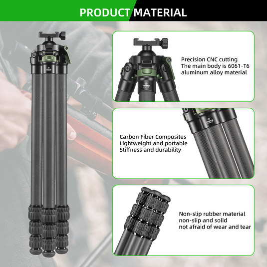 FANAUE Shooting Tripod (ST-30 ST-45 ST-65)with Durable Aluminum and Carbon Fiber Frames