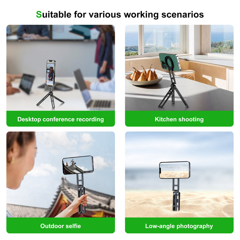 Load image into Gallery viewer, FANAUE Magnetic Pocket Phone Tripod Foldable Compatible with Magsafe iPhone Plus Pro Max Series, Magnetic Phone Holder for 4.5-7.5&quot; phone
