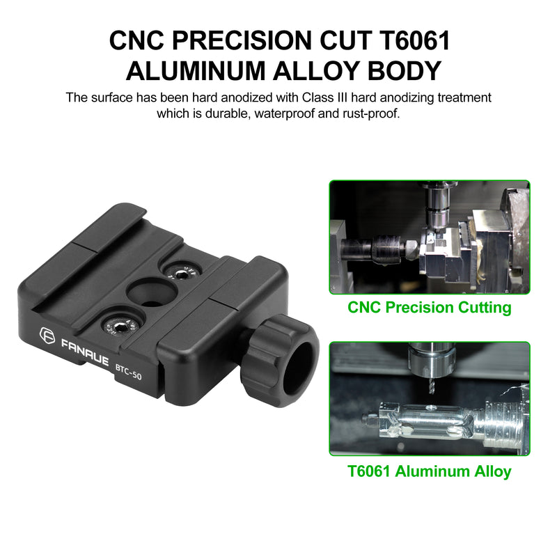 Load image into Gallery viewer, FANAUE BTC-50 Quick Release Plate Adapter Compatible Swiss/RRS Mlok Arca Dovetail to Picatinny, Quick Release L-Ever-Release Clamp for Magpul Bipod Tripod Ball Head and QR Plate.
