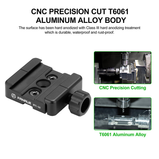 FANAUE BTC-50 Quick Release Plate Adapter Compatible Swiss/RRS Mlok Arca Dovetail to Picatinny, Quick Release L-Ever-Release Clamp for Magpul Bipod Tripod Ball Head and QR Plate.