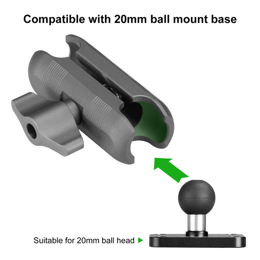 FANAUE Aluminum 4-Hole AMPS Base Mount with 20mm (0.787 inches) Mounting Ball for 20mm ball mount arm