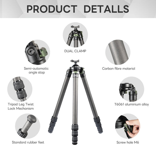 FANAUE Carbon Fiber Quick Release Hunting Tripod