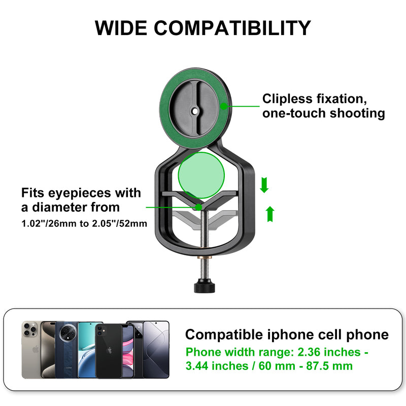 Load image into Gallery viewer, Magnetic Universal Spotting Scope Phone Adapter, Fits 2.16&quot; Eyepiece Max（Only Available for iPhone）
