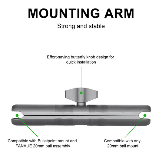 FANAUE Aluminum Double Socket Arm Compatible With 20mm Ball