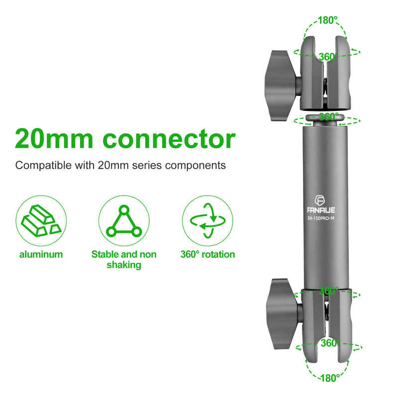 Load image into Gallery viewer, FANAUE Composite Double Socket Swivel Arm, 3.7&quot; Aluminum Mounting Arm Dual 20mm Socket Ends - Fits 20mm Attachment Ball
